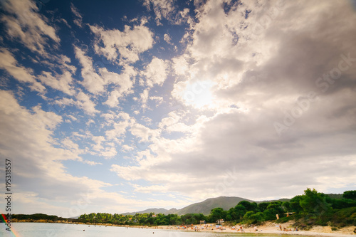 beach on the Mediterranean in a clear sunny day, Greece, Halkidiki.