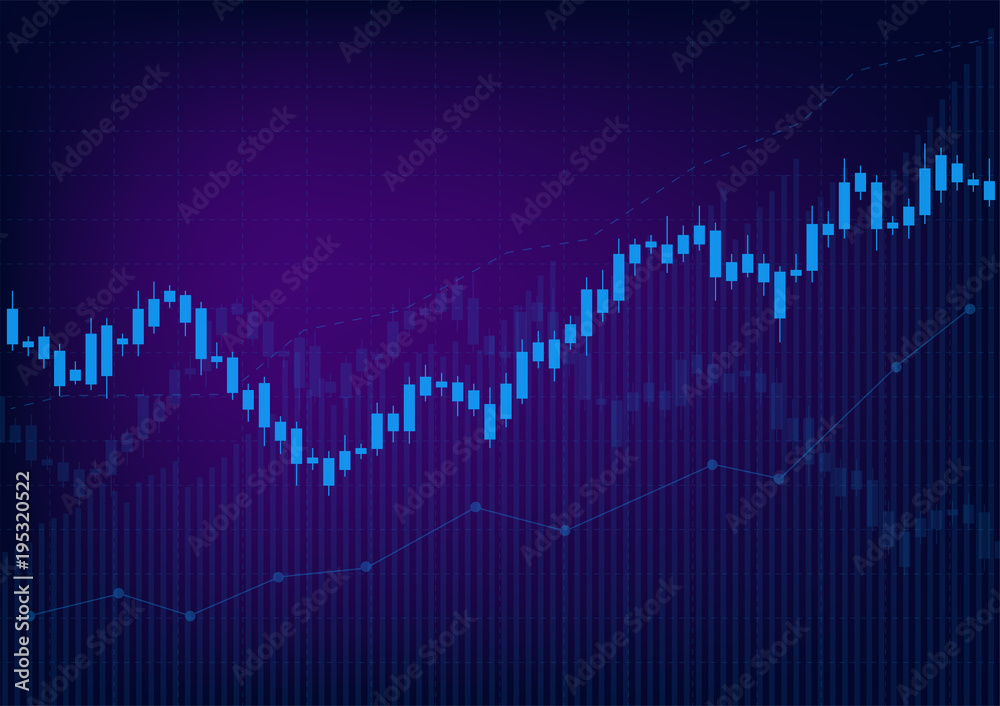 Business candle stick graph chart of stock market investment trading on dark background design. Bullish point, Trend of graph. Vector illustration Business candle stick graph chart of stock market investment trading on dark background design. Bullish point, Trend of graph. Vector illustration