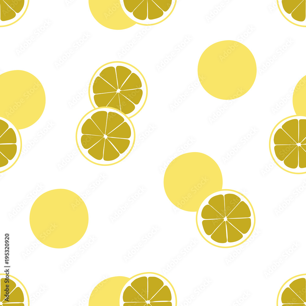 Vector illustration of seamless pattern of lemon slice. 
