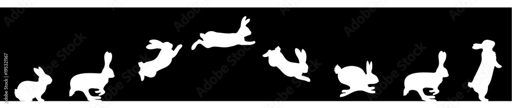 Obraz premium Jumping Easter Bunny black Banner