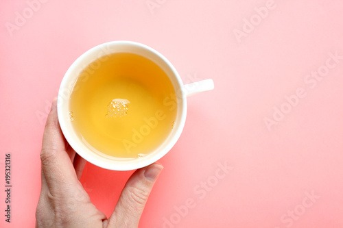 A cup with green tea