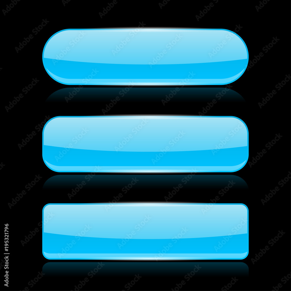 Blue glass buttons on black background Blue glass buttons on black background