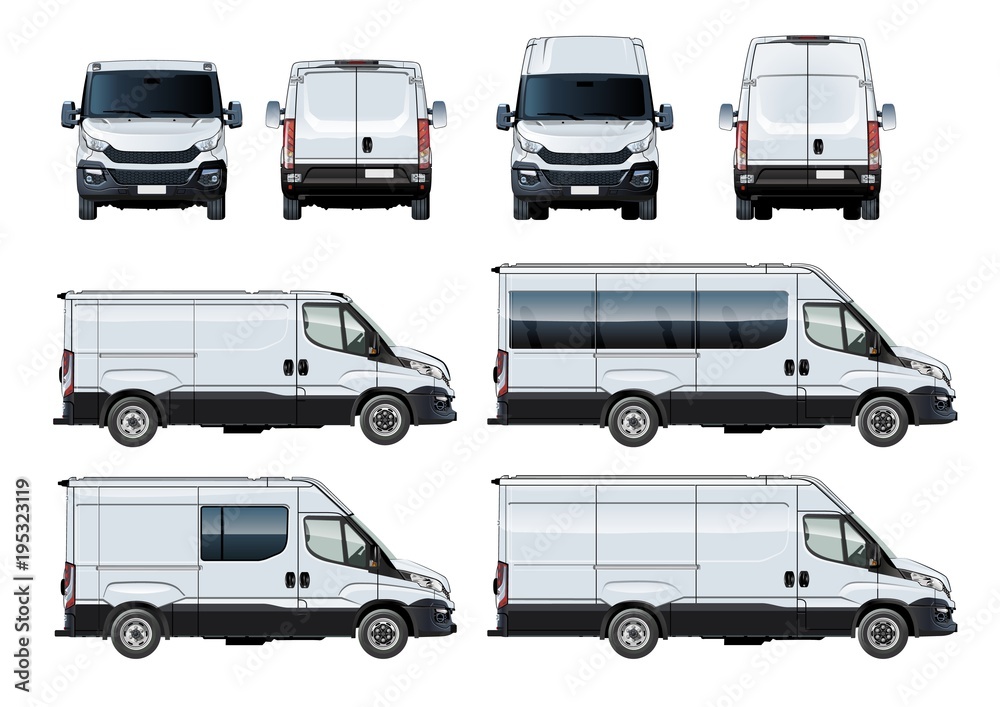 Vector vans set template isolated on white Vector vans set template isolated on white