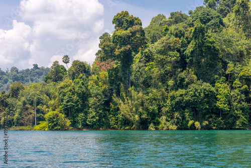 The national park Khao Sok with the Cheow Lan Lake is the largest area of virgin forest in the south of Thailand. Limestone rocks  jungle and karst formations determine the picture of the Park