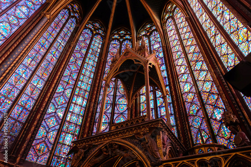  Interiors of the Sainte-Chapelle (Holy Chapel). The Sainte-Chapelle is a royal medieval Gothic chapel in Paris and one of the most famous monuments of the city