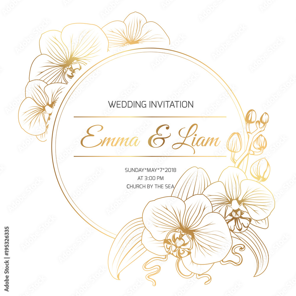 Phalaenopsis orchid flowers border frame decoration. Wedding marriage