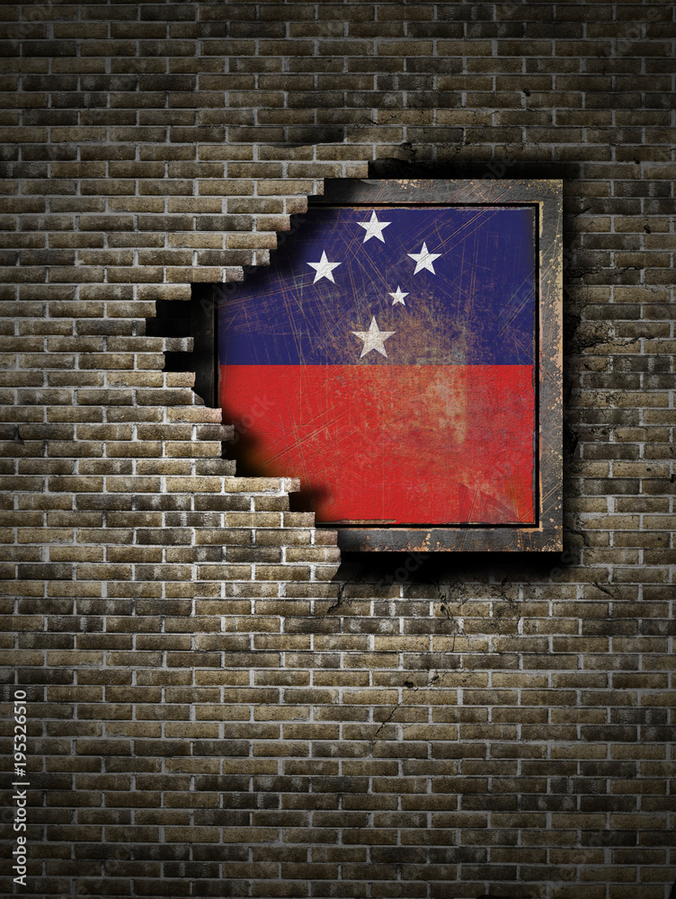 Old Samoa flag in brick wall