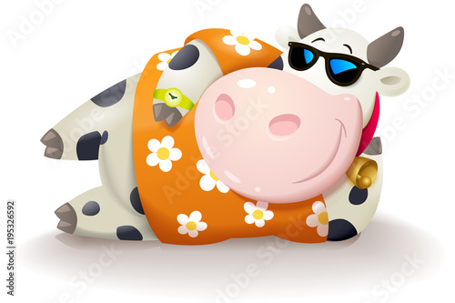Cartoon chubby bull. Vector clip art illustration with simple gradients.