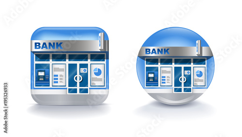 Canvastavla Realistic modern bank mobile icon isolated on white background