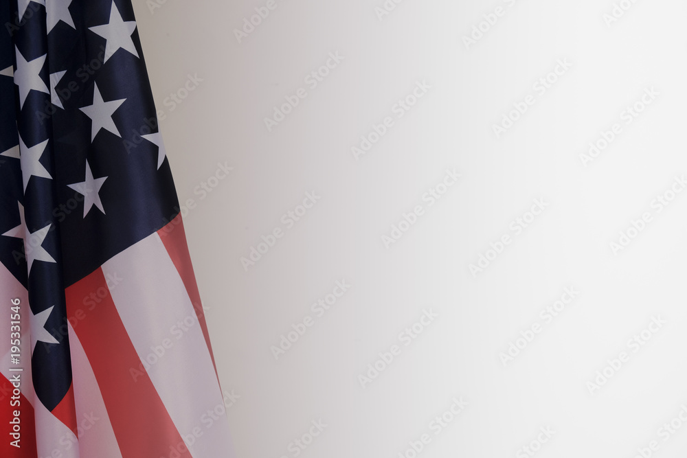 Closeup of American flag on plain background Closeup of American flag on plain background