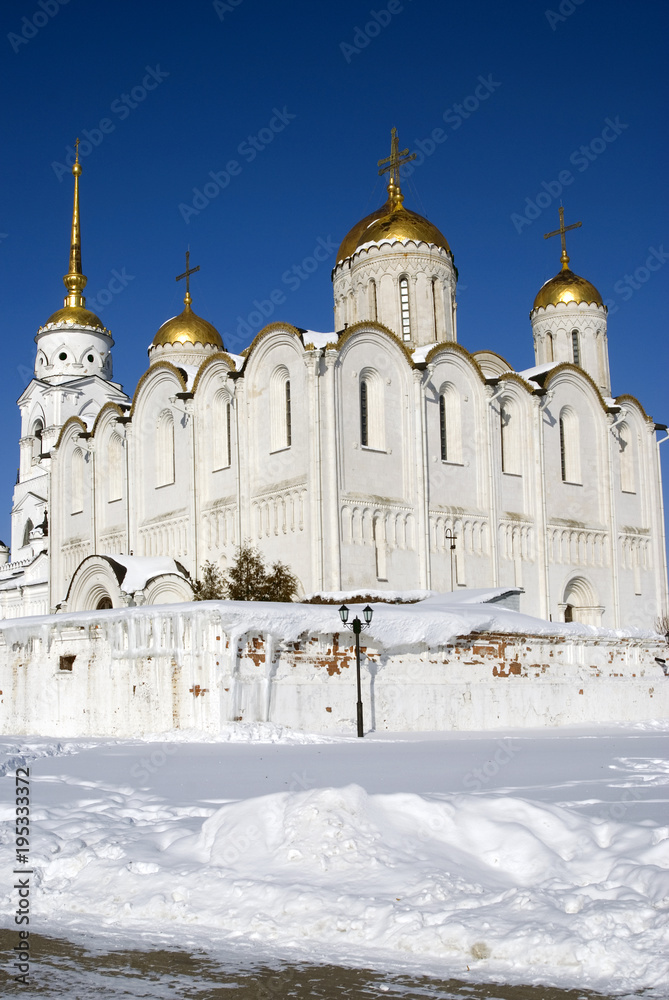 Assumption church in Vladimir town, Russia, famous by its frescoes painted by Andrey Rublev. Popular landmark. Assumption church in Vladimir town, Russia, famous by its frescoes painted by Andrey Rublev. Popular landmark.