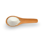 Creamer, Coffee whitener, Non-dairy creamer in wood spoon on white background