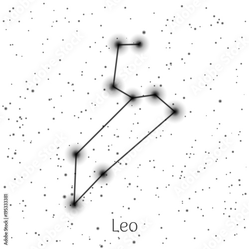 Sign zodiac leo, white sky background, realistic. Astrological symbol of sensitivity, emotionality and courage. Vector illustration of ancient sacral theme