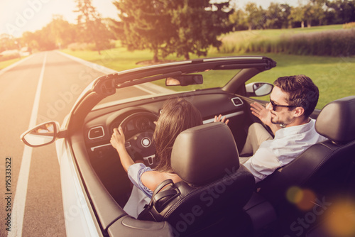Bilde på lerret Friends, friendship, destination, auto vehicle rent, escape, speed ride
