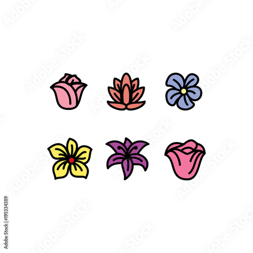 flower vector icon set