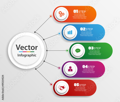 Timeline infographics design vector and marketing icons can be used for workflow layout, diagram, annual report, web design. Business concept with 5 options, steps or processes. Vector eps 10