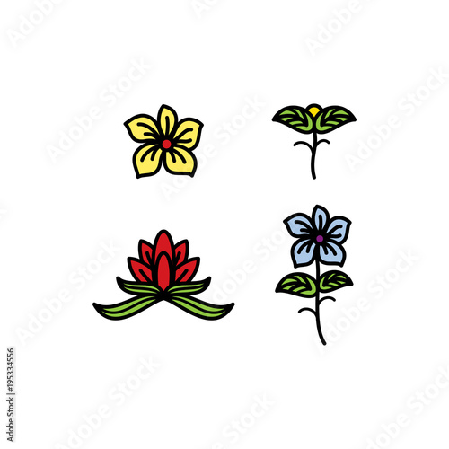 flower vector icon set