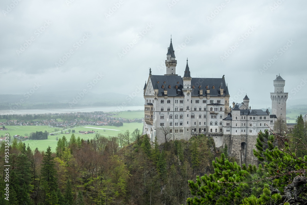 Castle on the hill and fog