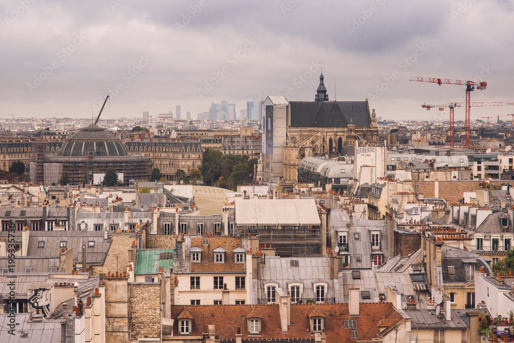 Paris city skyline .The view from the Pompidou centre.