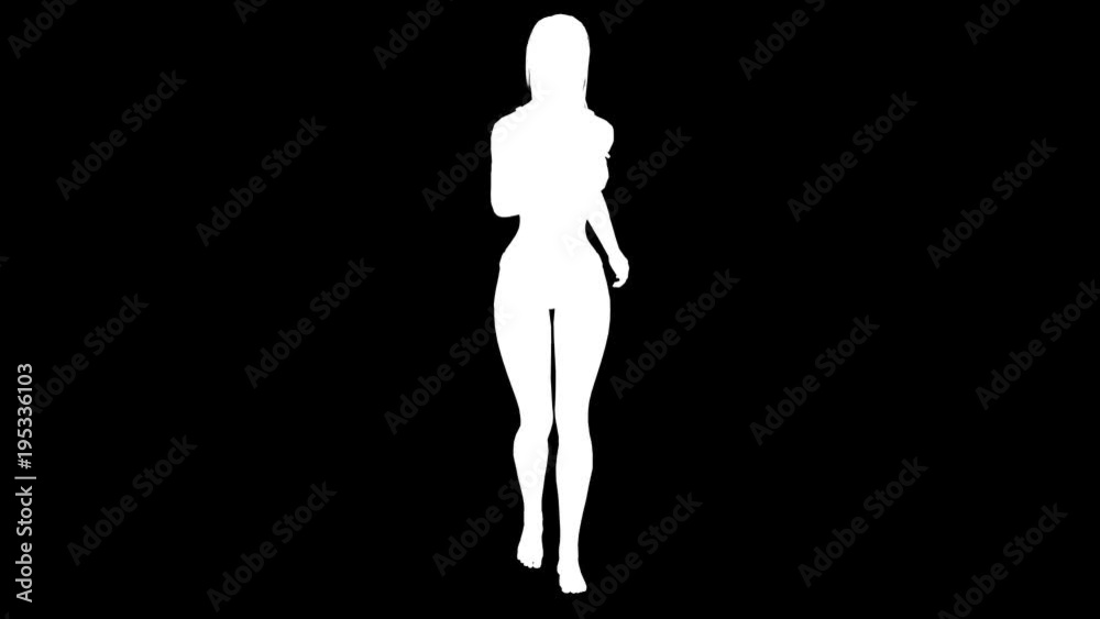 White silhouette of a running girl. Loop. Alpha channel. Full HD. White silhouette of a running girl. Loop. Alpha channel. Full HD.