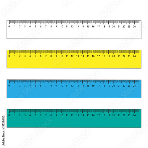 Rulers in centimeters and millimmeters. Vector illustration set.