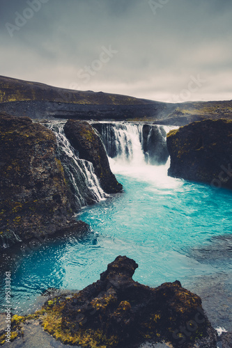 Hrauneyjafoss Waterfalls In Iceland