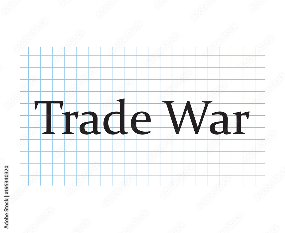 trade war text on checkered paper sheet- vector illustration trade war text on checkered paper sheet- vector illustration