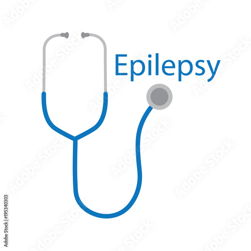 epilepsy text and stethoscope icon- vector illustration