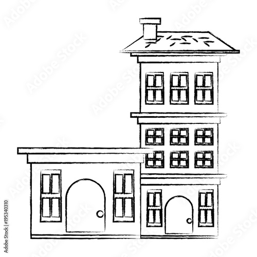 sketch of Residential houses over white background, vector illustration