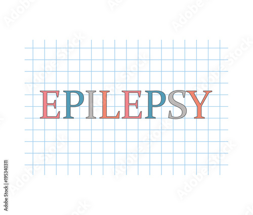 epilepsy word written on checkered paper sheet- vector illustration