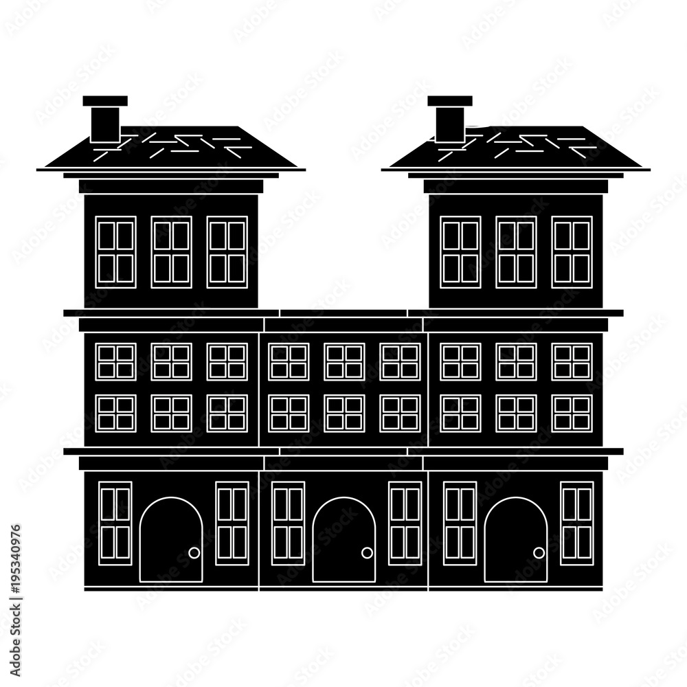 Residential houses over white background, vector illustration