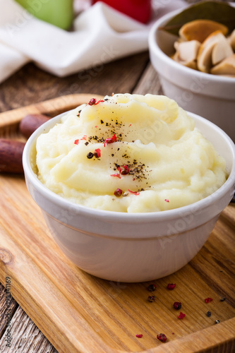 Mashed potatoes and homemade pickled mushrooms