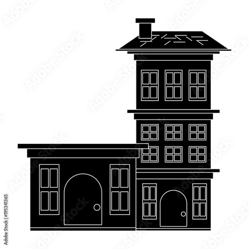 Residential houses over white background, vector illustration