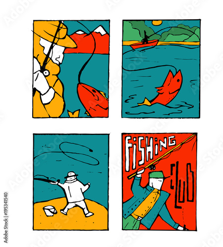 Fishing poster set