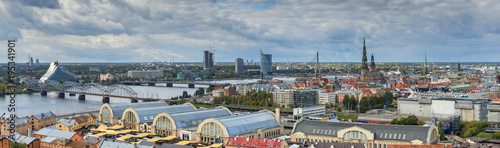 Aerial view on the center of Riga - capital and largest city of Latvia, a maj...
