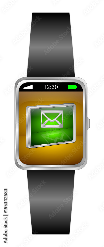 Smartwatch with E-Mail Button - 3D illustration Smartwatch with E-Mail Button - 3D illustration