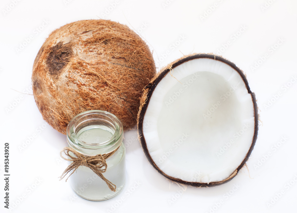 coconut and coconut milk isolated on white coconut and coconut milk isolated on white