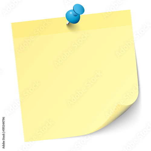 Yellow Stick Note Blue Pin