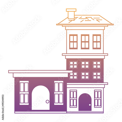 Residential houses over white background, colorful design. vector illustration