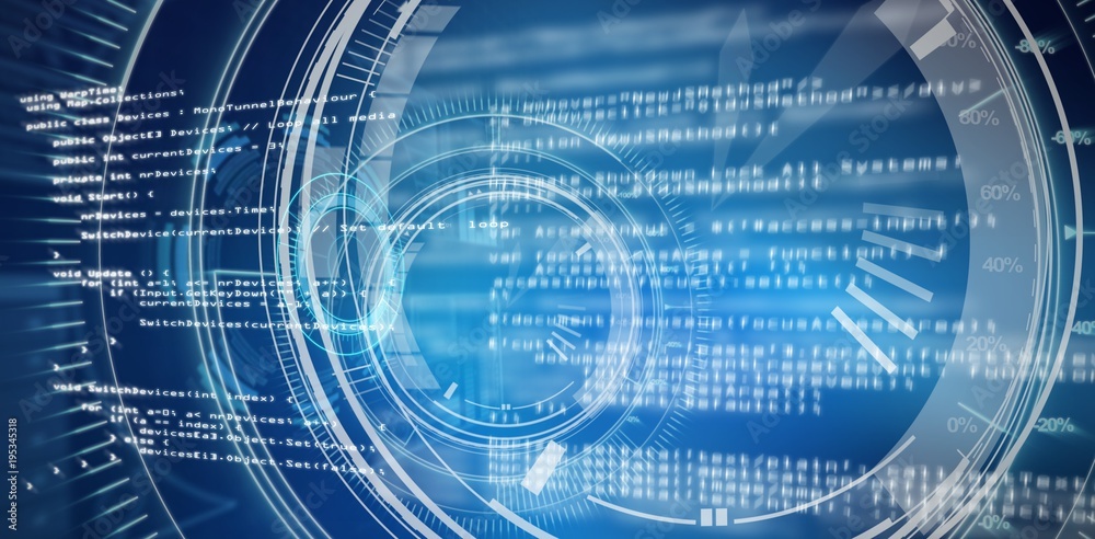 Obraz premium Composite image of blue code