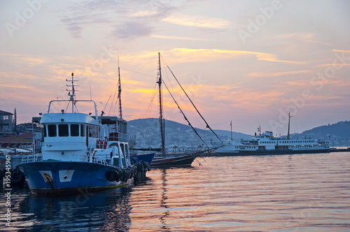 Red sunset marina in Mediterranean sea © el_cigarrito