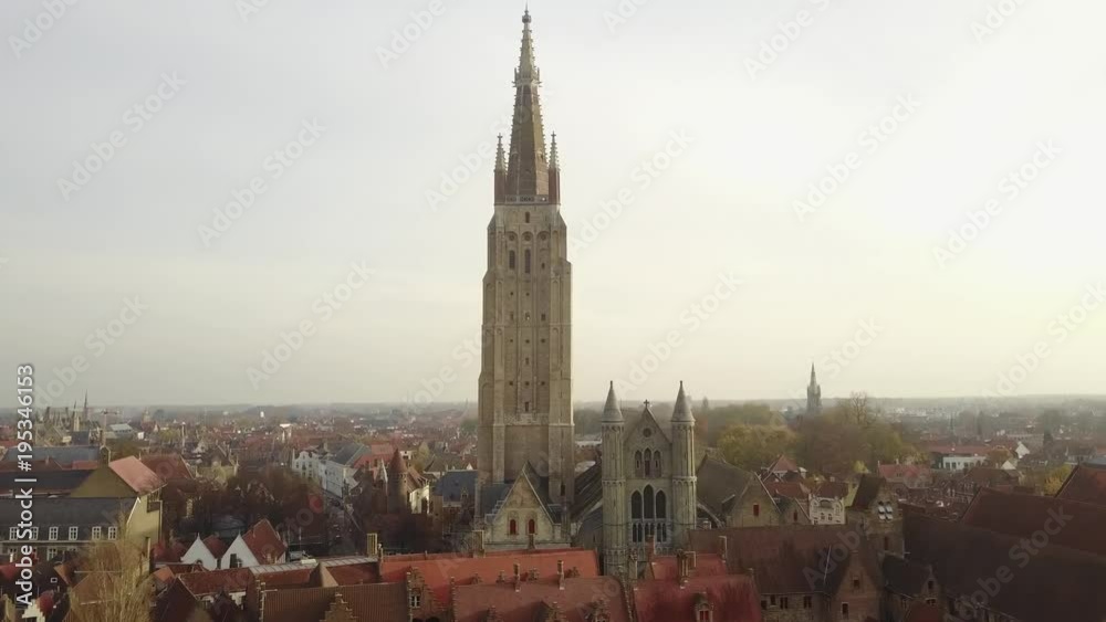 Aerial view. Church of Our Lady - Bruges, Belgium Aerial view. Church of Our Lady - Bruges, Belgium