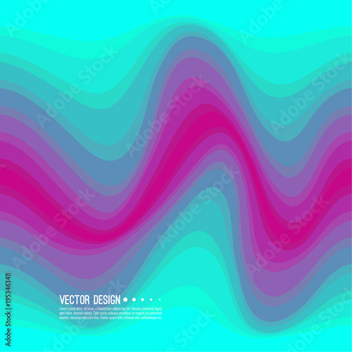 Distorted wave colorful texture. Abstract dynamical rippled surface. Vector stripe deformation background. Transition and gradation of color.