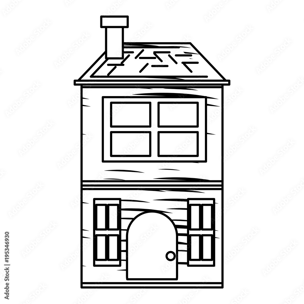 sketch of Two floors house icon over white background, vector illustration