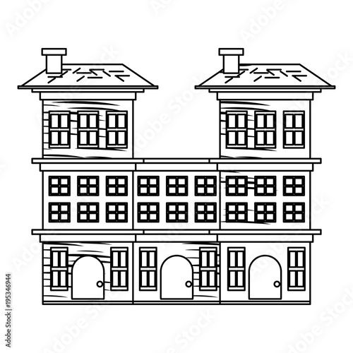 sketch of Residential houses over white background, vector illustration