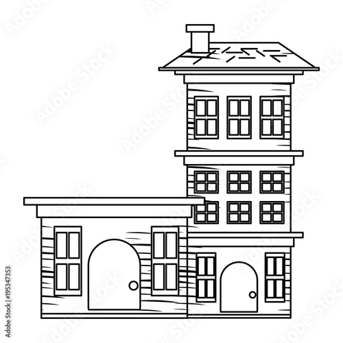 sketch of Residential houses over white background, vector illustration