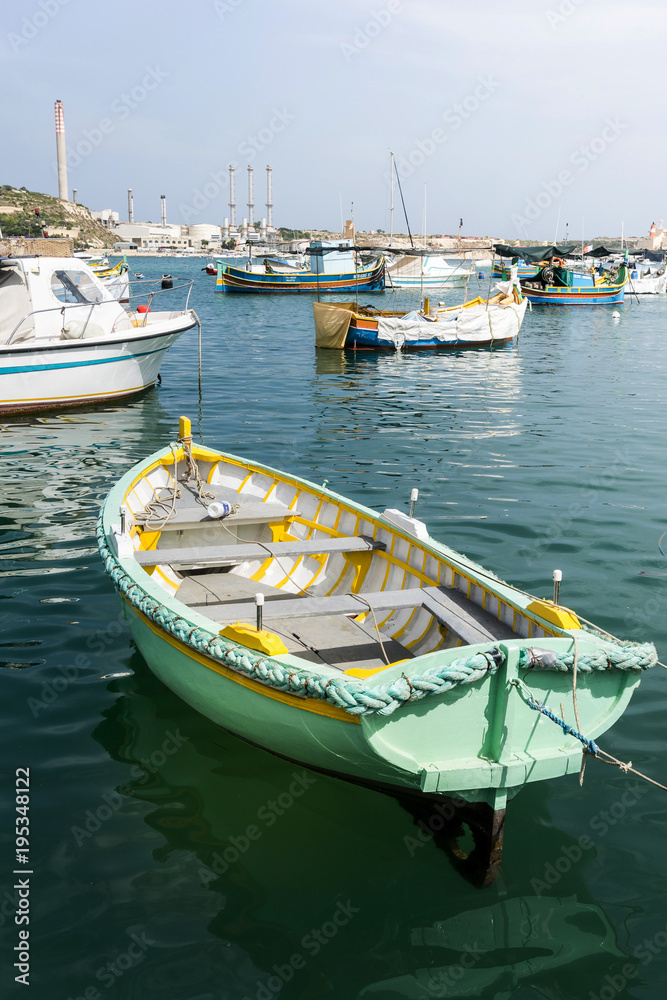 Mediterranean traditional colorful boats in Malta