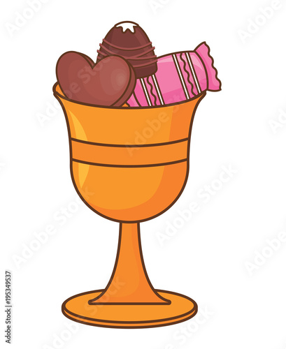 cup with candies over white background, colorful design. vector illustration