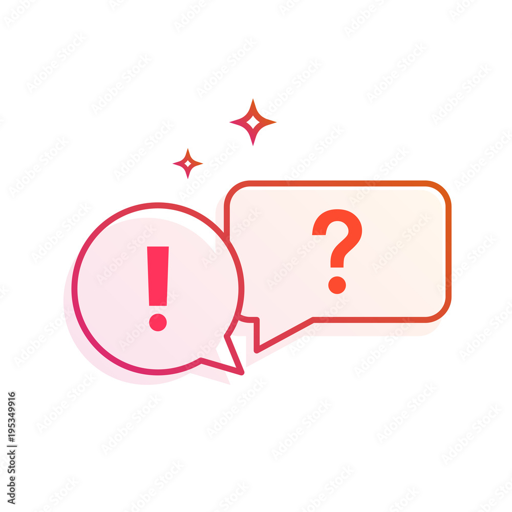 Question and answer. Speech bubbles Icon. Gradient line vector illustration isolated on white background. Question and answer. Speech bubbles Icon. Gradient line vector illustration isolated on white background.