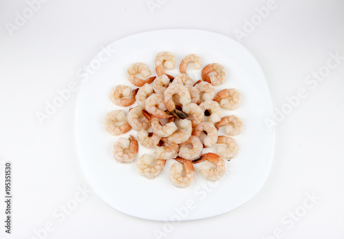 seafood. shrimp on a plate.